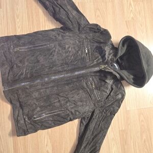 Black Rivet Genuine Leather Medium Jacket Coat